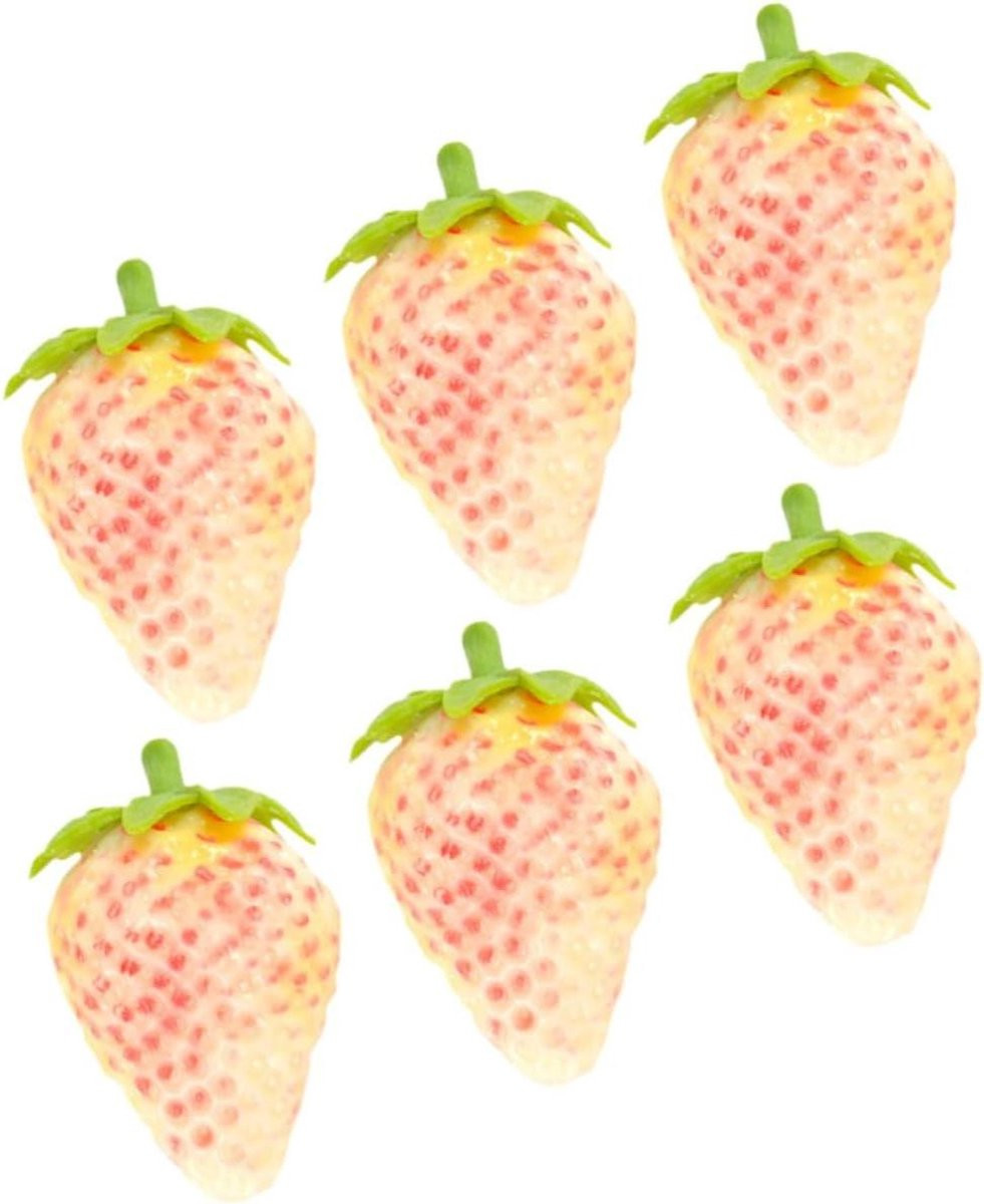 Set van 6 kunstmatige roze aardbeien voor decoratie
