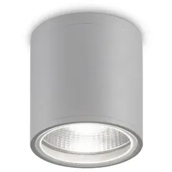 Ideal Lux Outdoor Aufbau-Downlight GUN, IP44 IK06, Ø 11cm, GU10, Aluminium / Pyrexglas, grau IDEA-163642