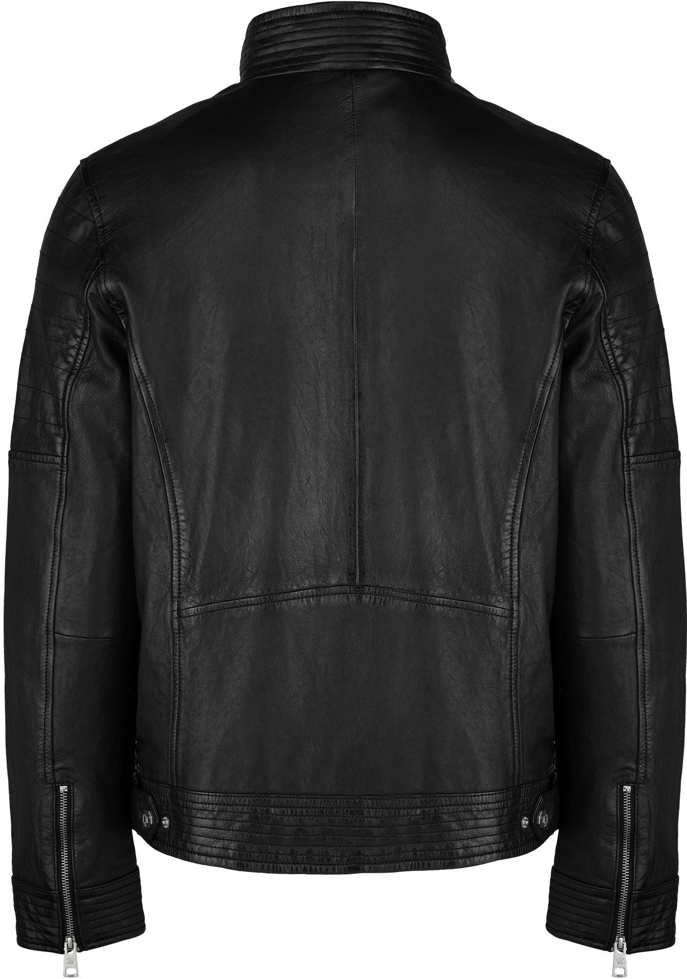 Lederjacke TRUEPRODIGY "Jarno Diverse Reißverschlüsse und Stehkragen", Herren, Gr. XL, schwarz, Obermaterial: 100% Schafsleder sheepskin., regular fit, Jacken Lederjacke