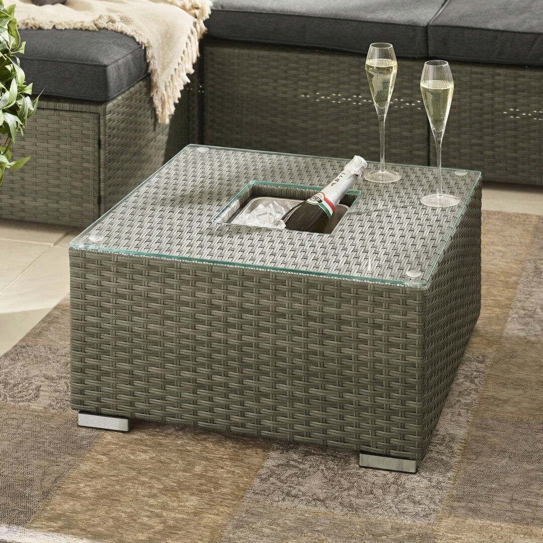 Norden Home Miacomet PE Rattan Garden Coffee Table & Ice Bucket - Modern Gardens and Patios Grey