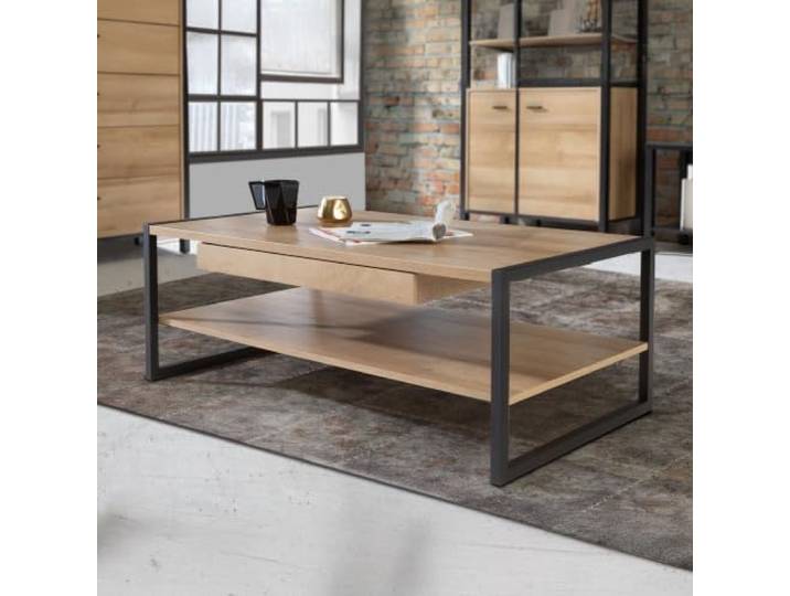 Couchtisch HIGH Rock 110 x 60 cm Rivera Eiche Optik/Schwarz, Forte