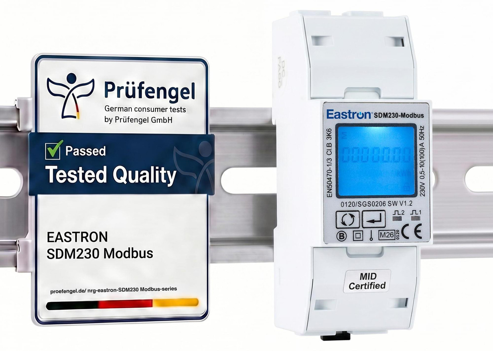 SDM230 Modbus RS485 eenfasige energiemeter, 100 Ampère