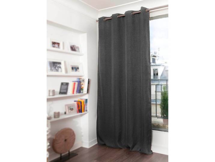 Rideau occultant total oeillets noir mc710 130lx260h
