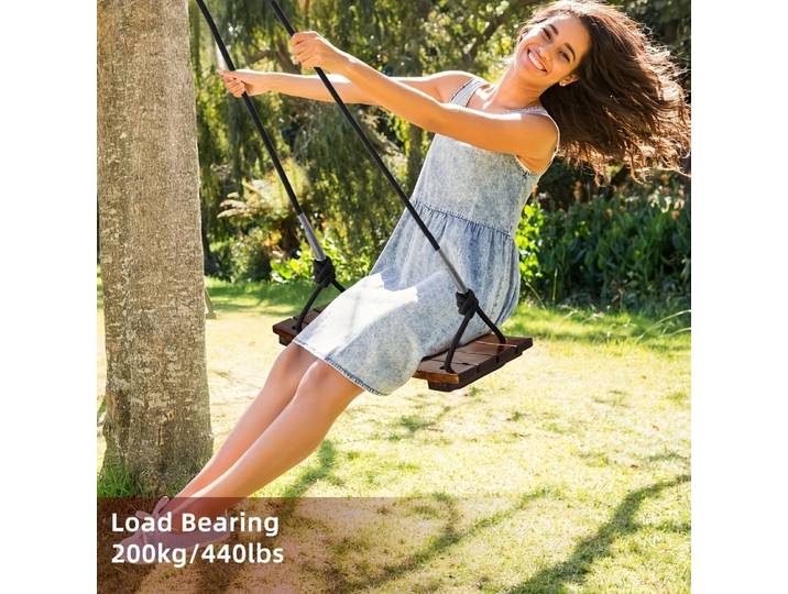 Balançoire suspendue pour adulte – Balançoire de porche en bois massif pour usage intérieur/extérieur, hamac d'arbre de jardin avec finition résistante aux intempéries