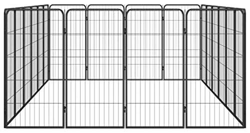 20-TLG. Hundelaufstall Schwarz 50x100cm Stahl | Pulverbeschichtet, DIY-Montage, Stabile Bodenstangen, Für Drinnen und Draußen