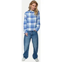 Damenbluse mit breitem Saum Blau 36