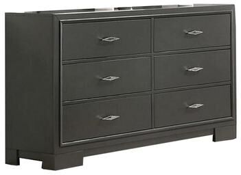 Benjara Aliso 58 Inch Wide Dresser Chest, 6 Drawers, Bracket Feet, Dark Gray