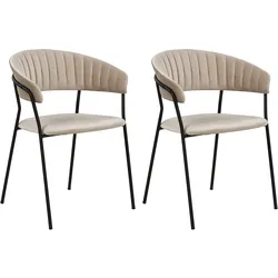 ESSZIMMERSTUHL 2er-Set Samtstoff Beige Mariposa