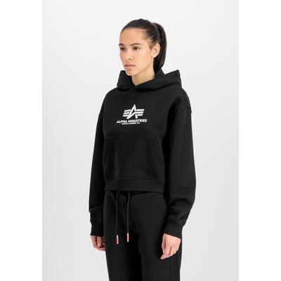 Hoodie ALPHA INDUSTRIES "Basic BL PP Loose Hoodie W", Damen, Gr. M, schwarz, Obermaterial: 80% Baumwolle, 20% Polyester, loose fit, Sweatshirts Hoodie