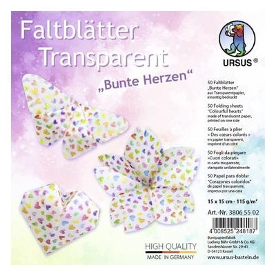 URSUS Faltblätter Transparent 'Bunte Herzen'