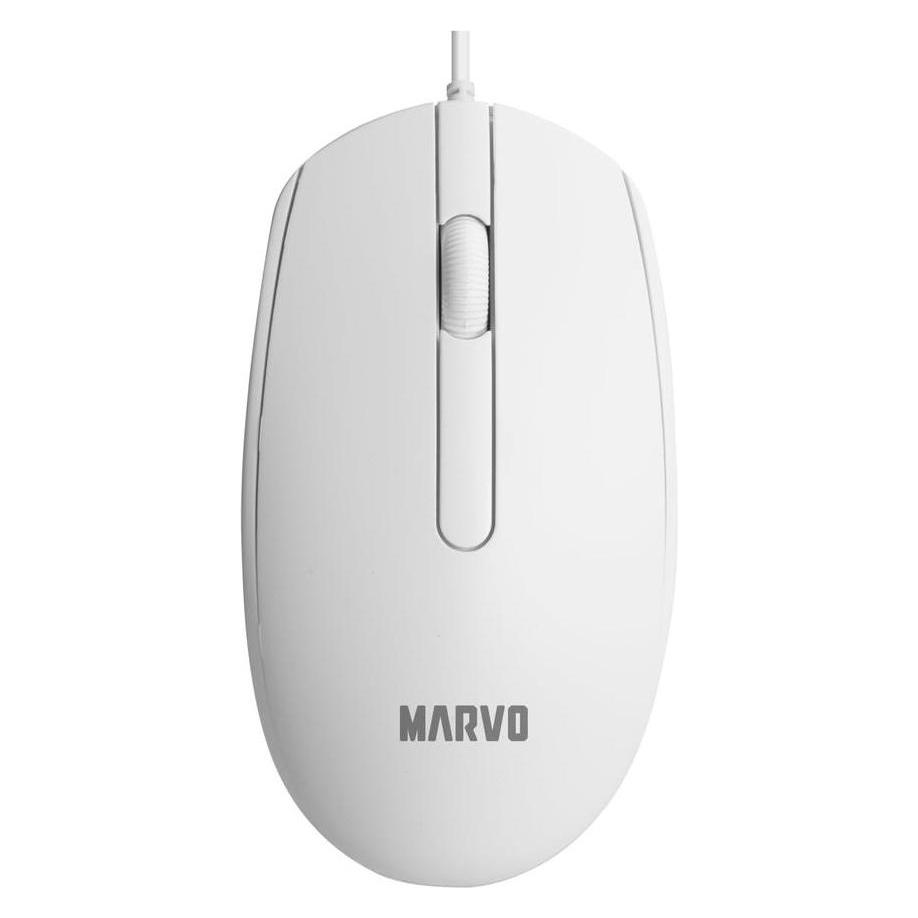 Marvo MS003 WH Kabelgebundene Maus, 1000 DPI, 3 Tasten, Ergonomisch, für Büro und Gaming, Weiss (Kabelgebunden) (MS003 WH)