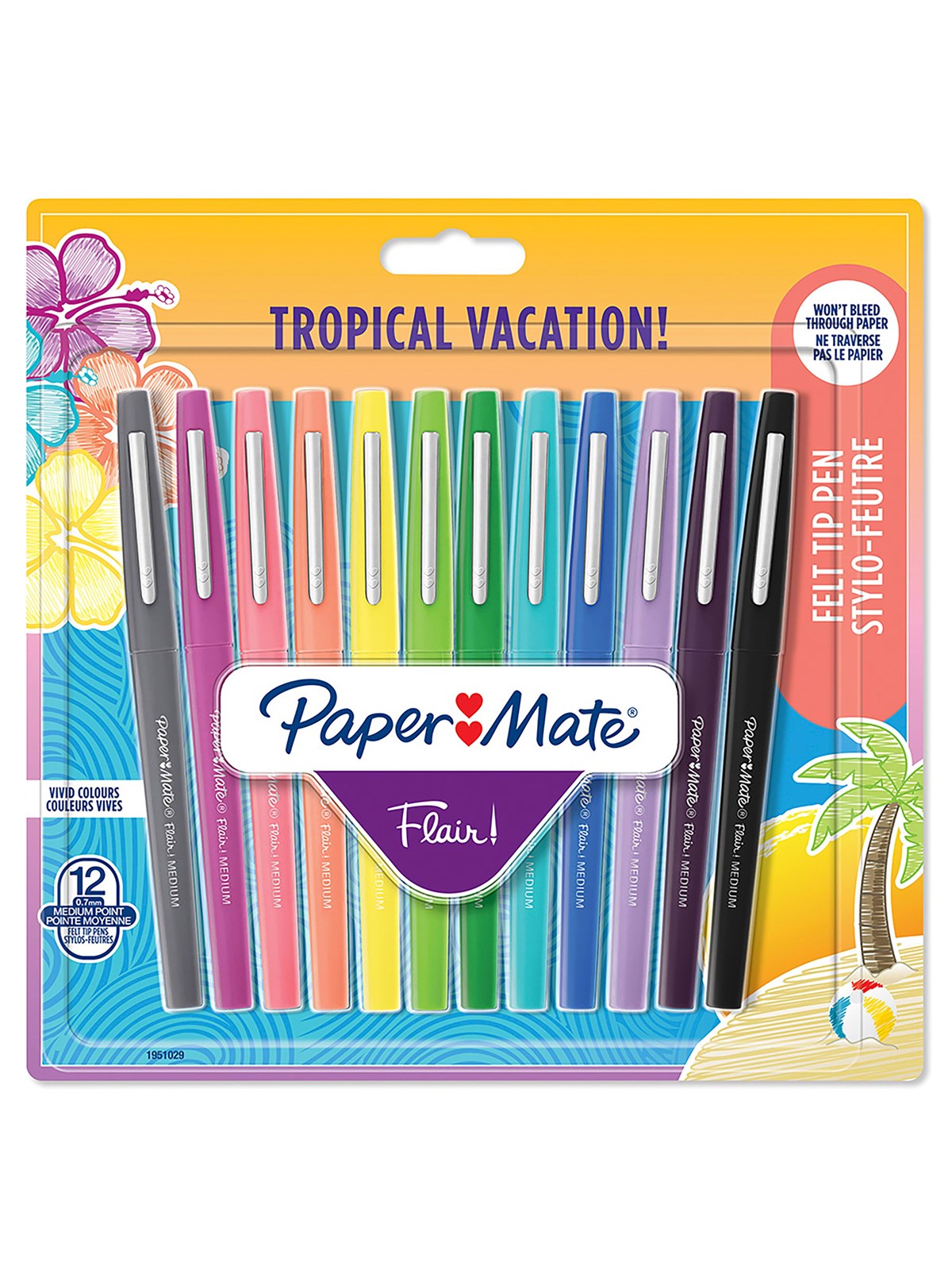 Paper Mate Flair Filzstifte | mittlere Spitze (0,7mm) | Tropical Farben | 12 Stück
