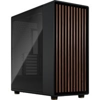 North XL Charcoal Black TG Dark, Tower-Gehäuse schwarz/holz, Tempered Glass-Version
