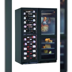 KLIMAITALIA Kombinierter Kühler 4 Zonen Wein, gepökeltes Fleisch & Käse. 116 Flaschen. Bars & Haken gepökelte Fleischsorten. LED-Beleuchtung. Dim. (Lx