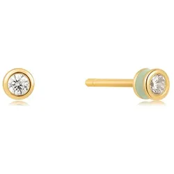 ANIA HAIE - STUD EARRINGS - SAGE ENAMEL - gold