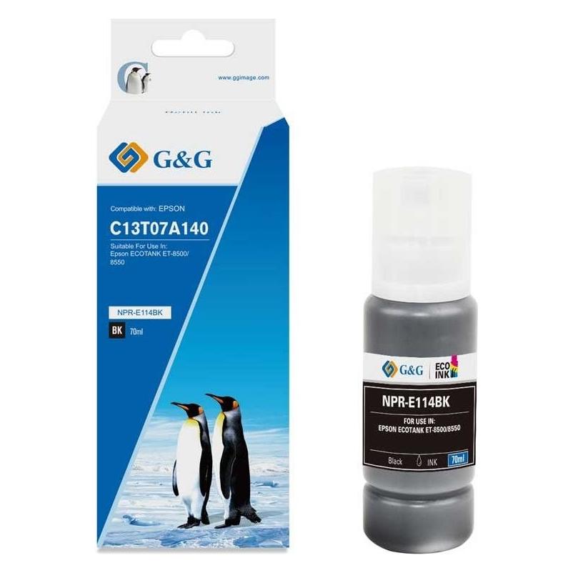 G&G Tinte komp: mit Epson 114/C13T07A140 EcoTank (70ml) BK (BK) (19371)