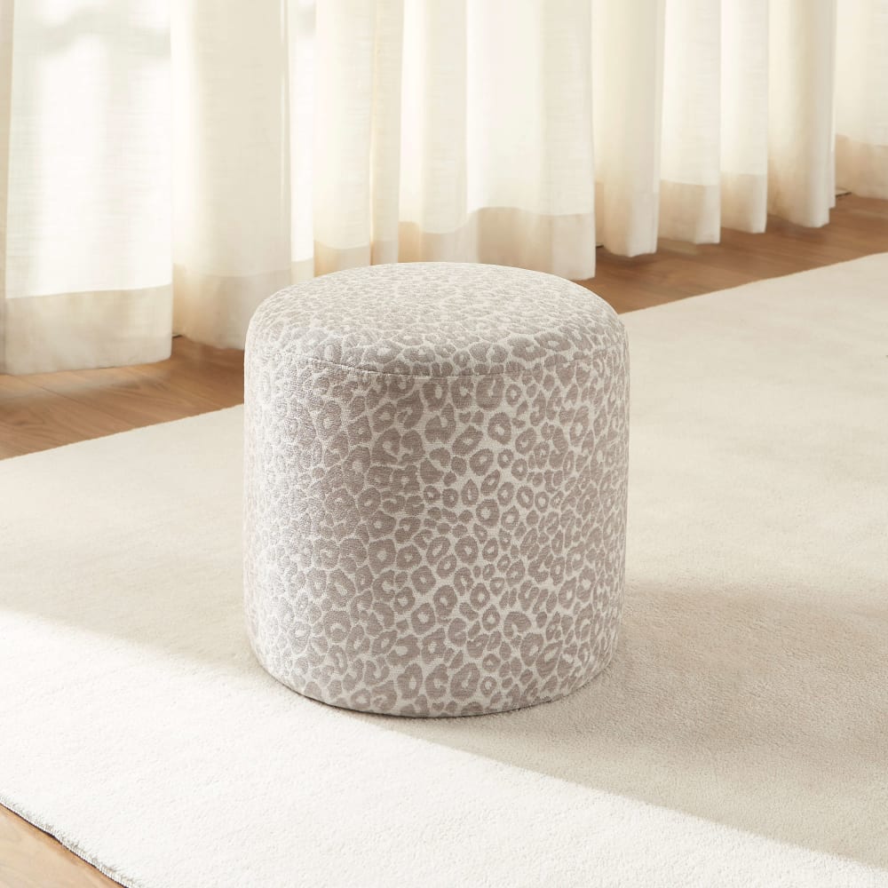 Baita Pouf en tissu places imprimé léopard gris Gris 35x35x35cm