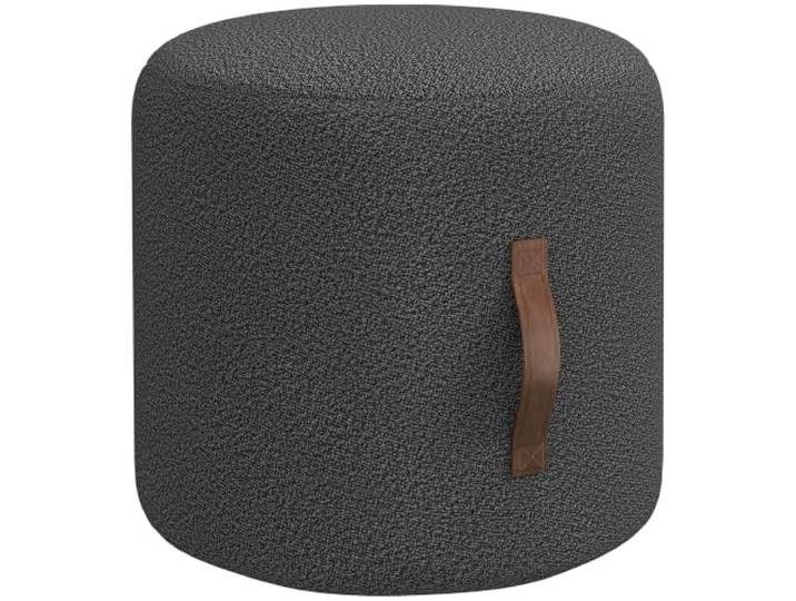 HOMCOM Sitzhocker Runder Polsterhocker mit Griff Ø52 x 40,5 cm Dunkelgrau Fußhocker, Fußstütze mit Samtoptik, Ottomane, Wohnzimmer, Schlafzimmer