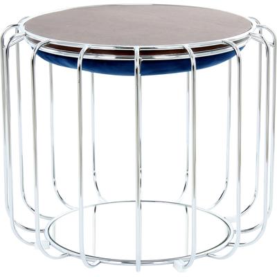 Beistelltisch KAYOOM "Pouf Comfortable 110, abnehmbares und wendbares Oberteil", blau (dunkelblau, silber, silber), B:50cm H:45cm T:50cm, Eisen, MDF, Samtbezug, Schaumstoff, Spiegel, Tische, Beistelltisch, praktisch umzuwandeln in Tisch oder Hocker,...