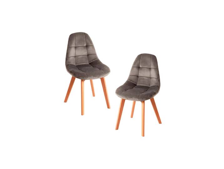2er Set Kelen Samt Stühle - Gris clair
