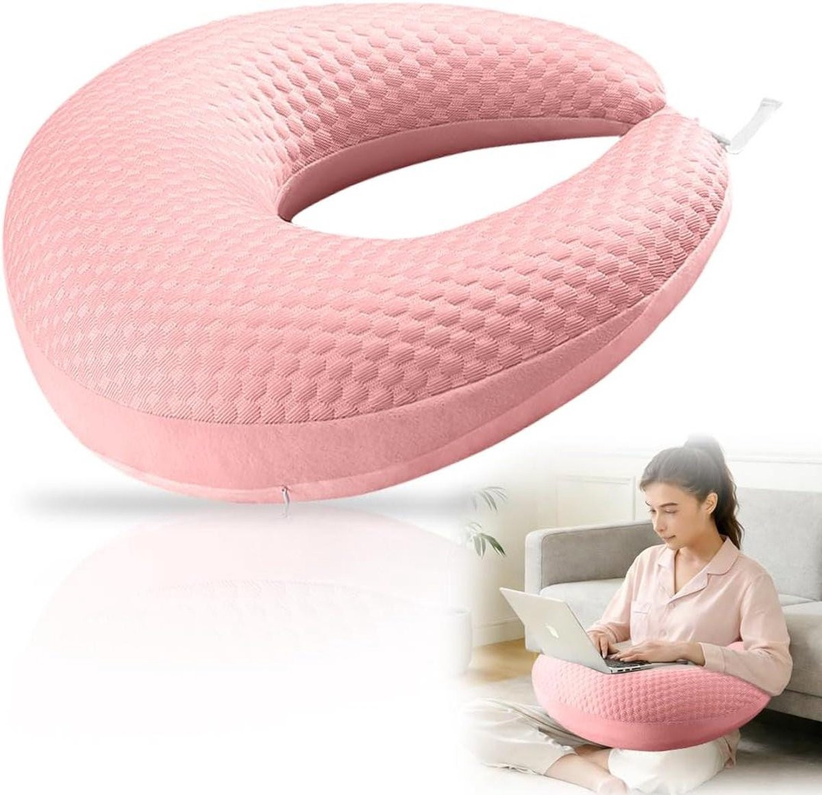 Ergonomisch Crealis-kussen voor lezen, gamen en haken, roze