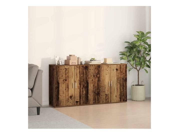 furnicato Sideboard 79 x 38 x 80 cm Altholz (1 St), 4-türiges Buffet mit Scharniersystem und viel Stauraum im Wohnzimmer