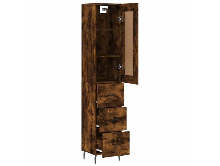 Marron Buffet & bahut contemporain，Buffet haut， Chêne fumé 34 5x34x180 cm Bois d'ingénierie FR&306