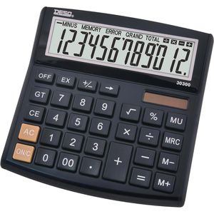 DESQ Taschenrechner Business Classy Large 30300.09, 12-stelliges LC-Display, Solar- & Batteriebetrieb