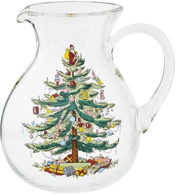 "Spode Christmas Tree Glass Pitcher - 8"" D x 9.75"" H"