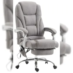 Décoshop26 - Bürostuhl mit Massagefunktion und verstellbarer Fußstütze in grauem Stoff 10_0002591 10_0002591