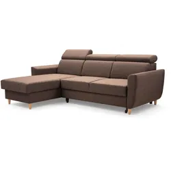 ECKSOFA SAPORE Braun Geflochtener Stoff mit Schlaffunktion