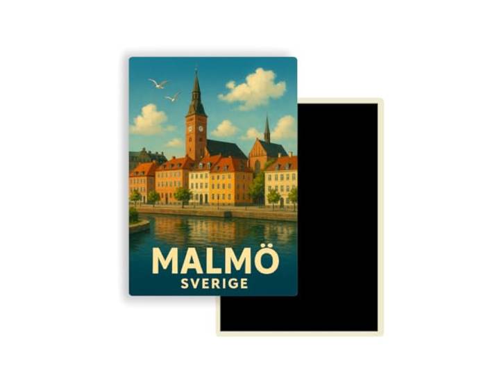 Magnet Frigo Ville Touristique d'europe – 78 Modèles au Choix – Souvenirs Vacances – Aimant Réfrigérateur – Cadeau Original – Rectangle - 1 Unité (Malmö\, Suède)