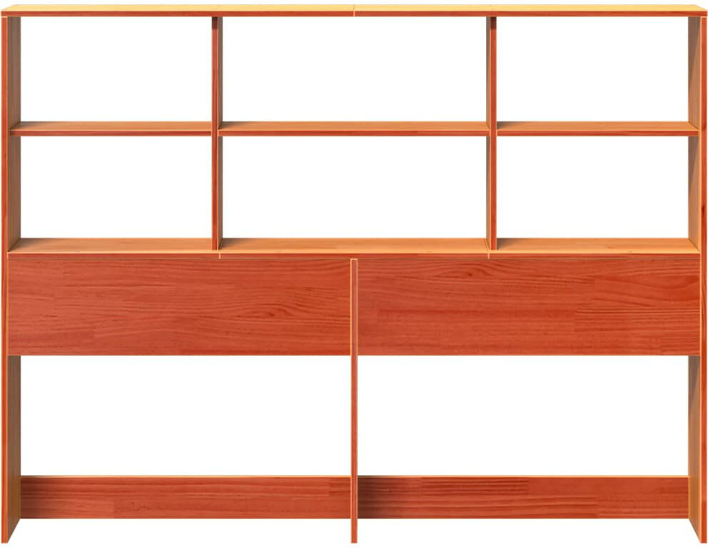 vidaXL Solid Wood Bookcase Headboard Wax Brown Kingsize (5'3)