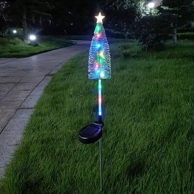 Inspired Finds Solar Christmas Tree Garden Lights Waterproof LED Lawn Decor color