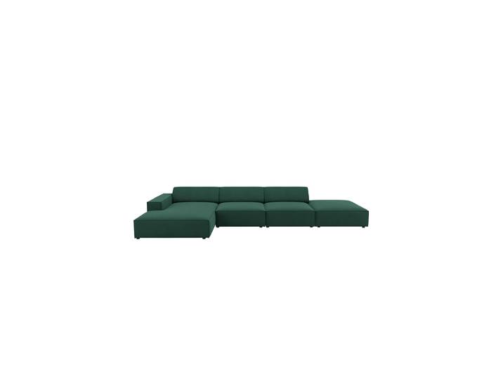 5-Sitzer Design Ecksofa „Jodie“ mit Ottomane Strukturstoff Grün Chosen by Bloomingloft