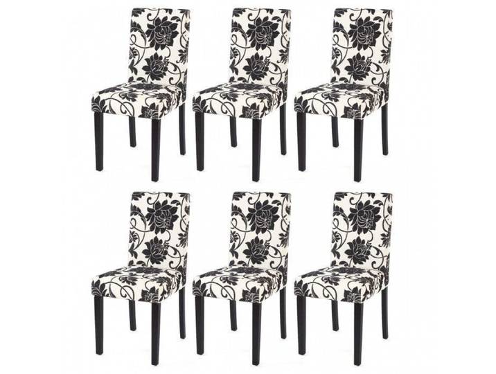 Lot de 6 chaises de salle à manger en tissu imprime blanc&noir pieds fonces