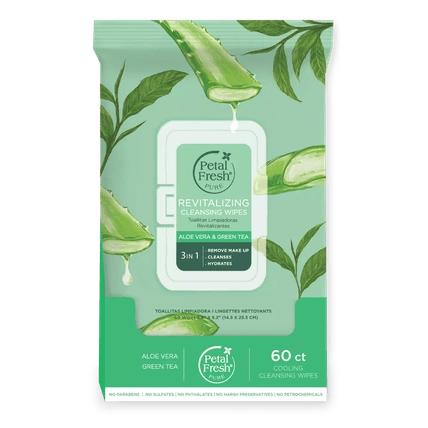 Petal Fresh - Pure Revitalizing Aloe Vera & Green Tea Cleansing Wipes (Reinigungstücher Gesicht) (PF70344)
