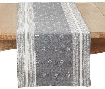 Saro Lifestyle "Diamond Patterned Woven Stripe Table Runner - 16""x72"""