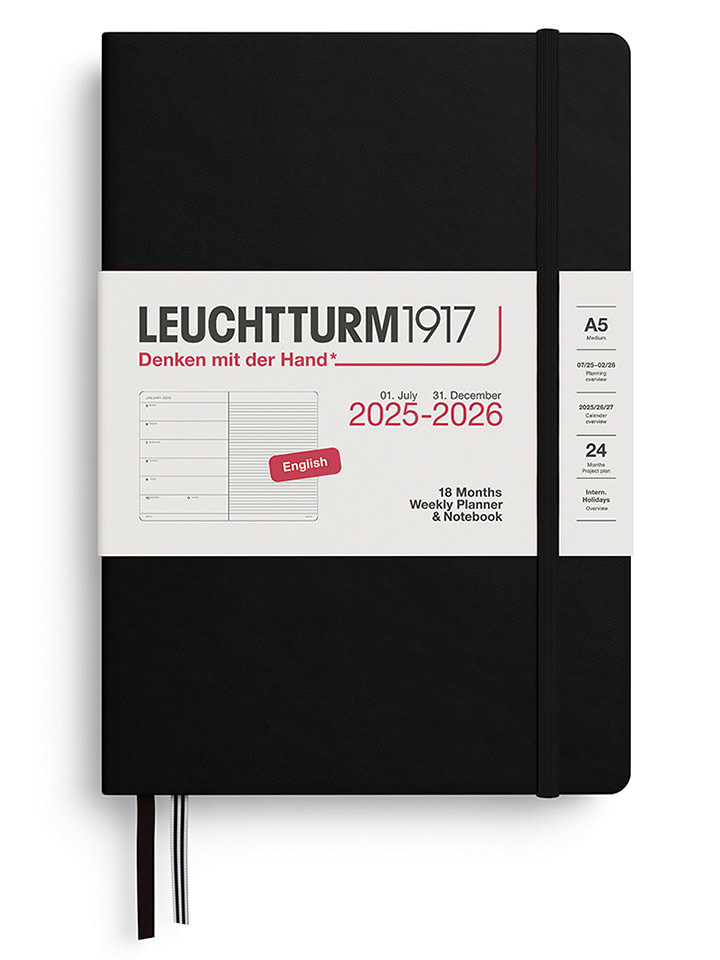 LEUCHTTURM1917 Wochenkalender & Notizbuch in Schwarz - A5 - onesize