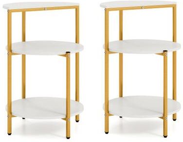 Costway 3-Tier Round End Table for Small Space and Bedroom Room-Set of 2