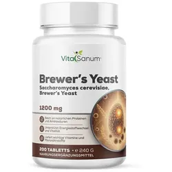 VitaSanum® Bierhefe (Saccharomyces cerevisiae) – 7200 mg Tagesportion (6 Tabletten)