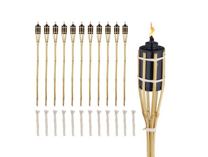 Relaxdays 12er Set Gartenfackeln 90 cm
