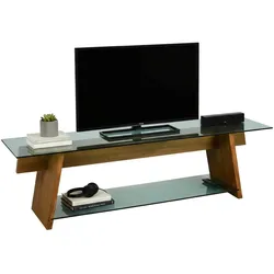 Dmora Fernsehschrank Dpotenz, Ständer für Wohnzimmerfernseher, Niedriges Wohnzimmer-Sideboard, TV-Ständerbasis, 158x40h45 cm, Walnuss und Grün