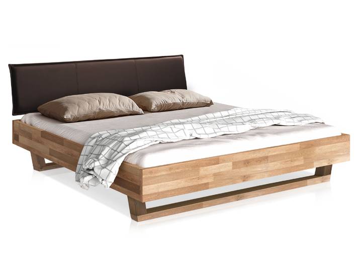 LÖWEN Holz-Kufenbett mit Polsterkopfteil, Material Massivholz