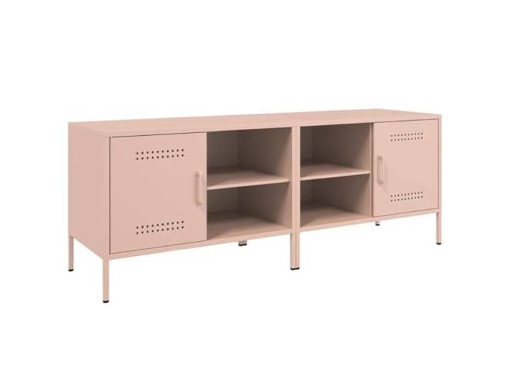 GHVBNMF TV-Schrank 2er Set Rosa 68x39x50,5 cm Stahl Fernsehtisch Industrielles Lowboard im 2er-Set aus robustem Stahl mit Fach und 2 Ablagen für Wohnzimmer und Schlafzimmer.