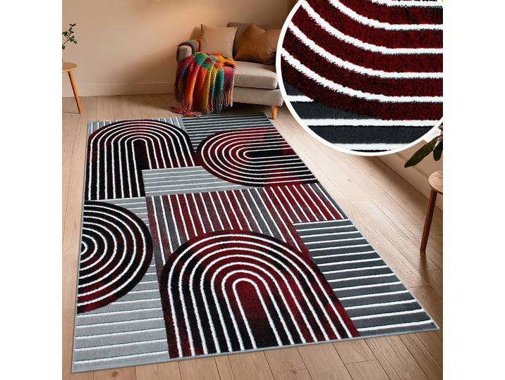 Teppich OTTO HOME Lysandra , rot, B:60cm H:8mm L:110cm, Kunstfaser, Teppiche, Teppich, 3D-Effekt, softer Kurzflor, pflegeleicht, leichter Glanz, Scandi-Look
