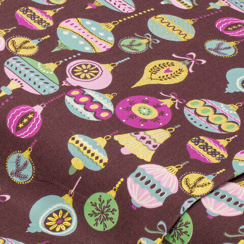 Baumwollstoff "Kugeln", mauve/gold