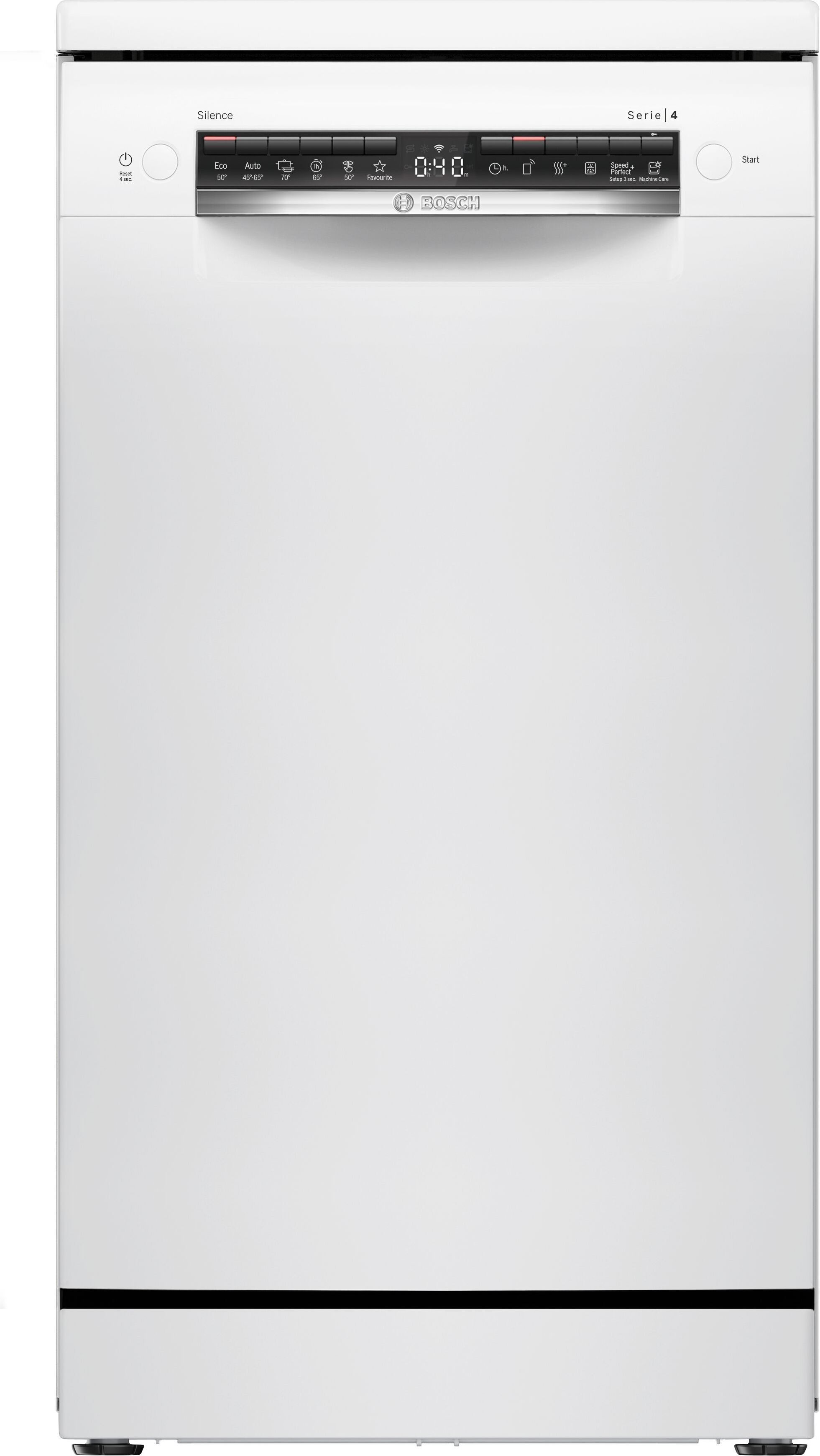 Bosch Serie 4 SPS4HKW49E, Freistehend, Single (45 cm breit), Weiß, Weiß, Tasten, TFT