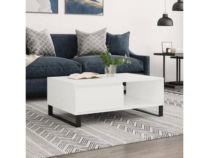 NEW Table basse bar contemporaine blanc 90x60x35 cm bois d'ingénierie 22910