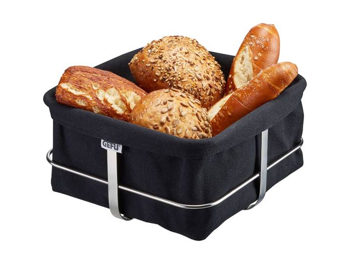 Brotkasten Bread schwarz Metall/Stoff T 22 cm - Brotkasten